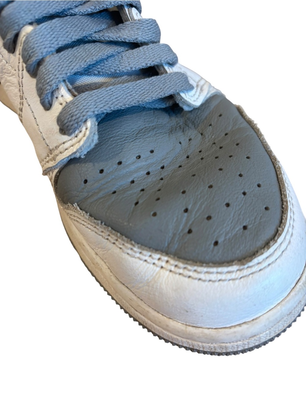 Nike Air Jordan 1 High Top Sneakers - White & Gray Kids Size 5 - Picture 6 of 8